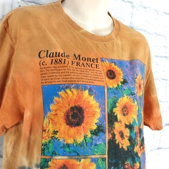 🔵BOGO FREE🔵 Sunflower Graphic T-Shirt Tie Dye Claude Monet Tournesols SZ M - Picture 2 of 5